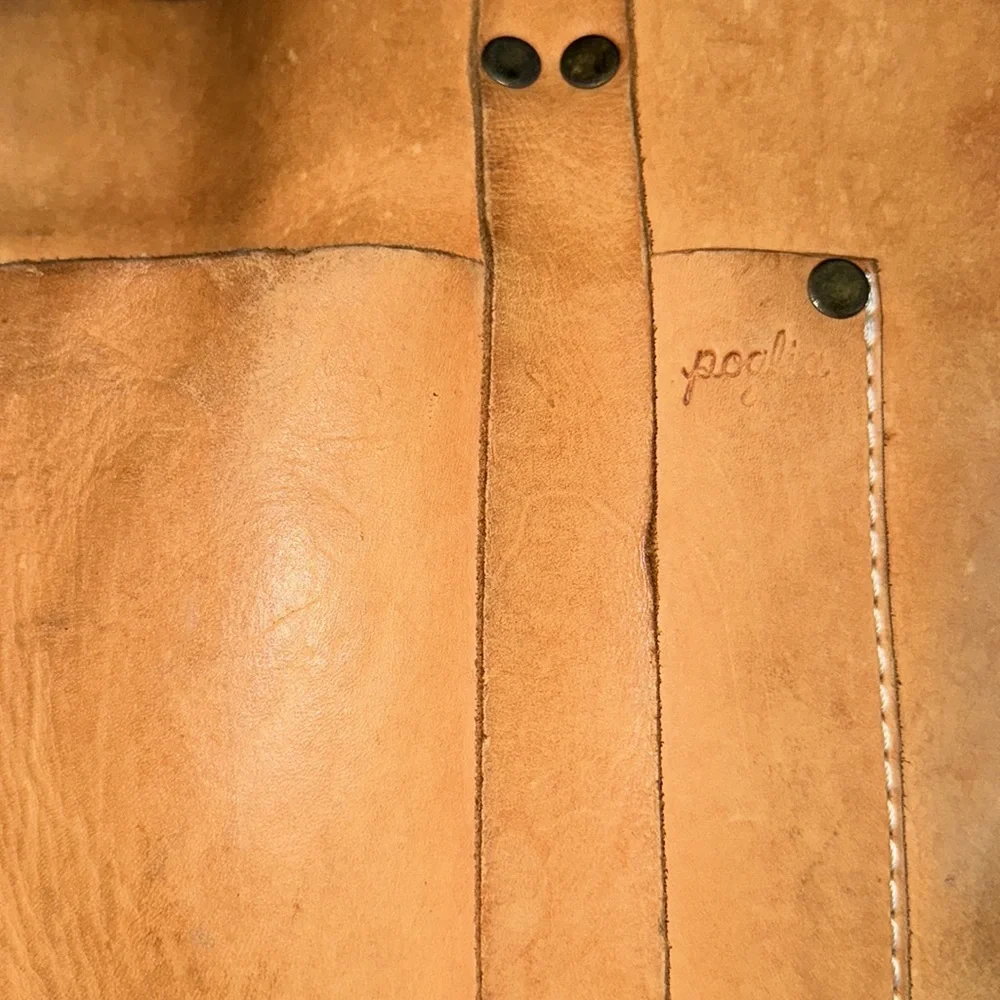 Poglia Porter Hat Holder Weather Aged Tan Beige Brown Leather Bag